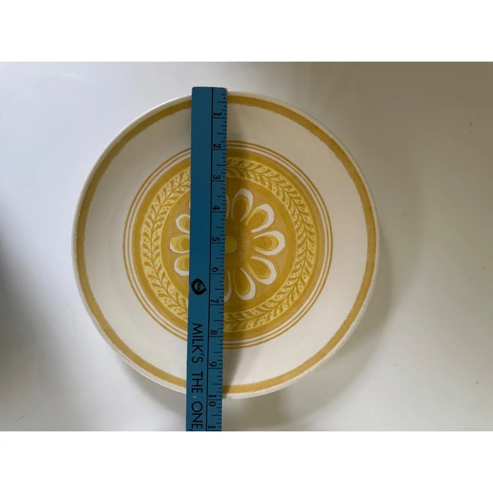 Vintage Royal China Cavalier Ironstone Yellow Sunburst Dinner Plates Set of 2